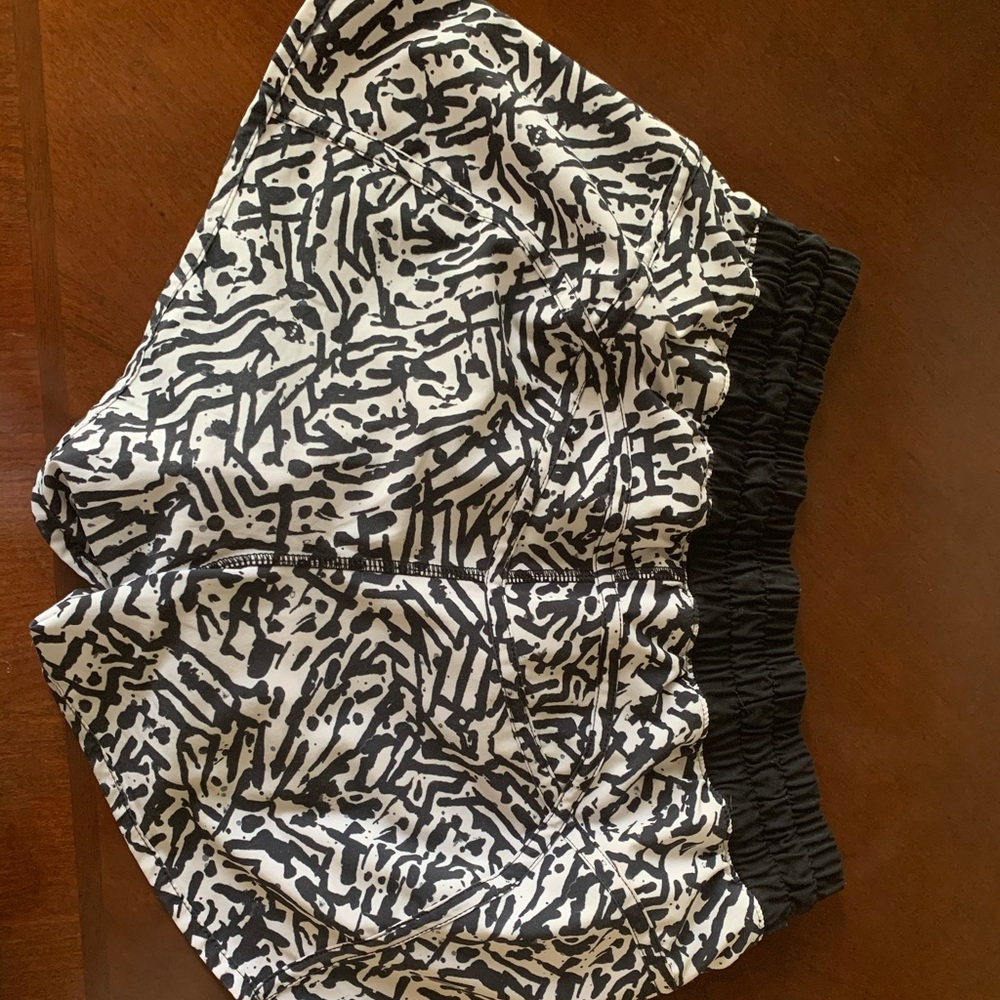 White and Black Lulu Lemon shorts